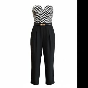 NWT Black and White Strapless Jumpsuit